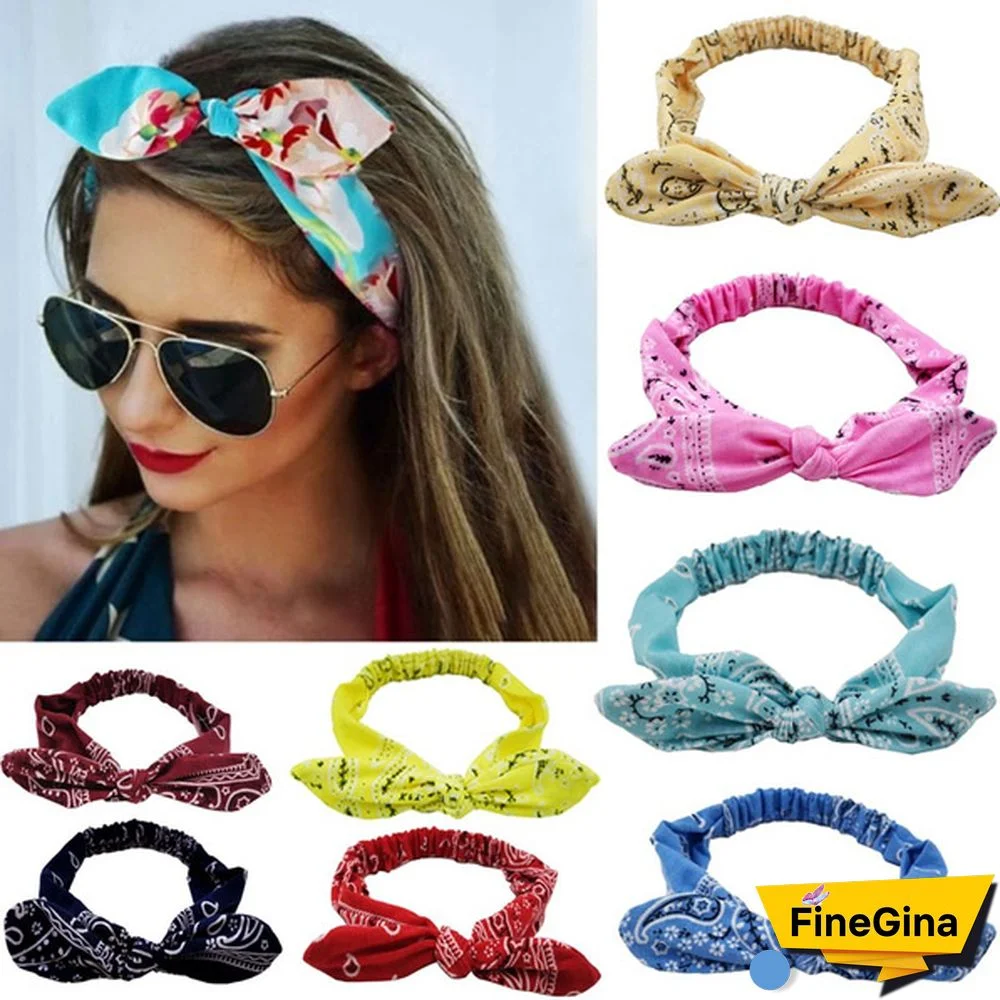 Bohemian Girls Hairband Hair Accessories Print Headbands Vintage Women Headband Cross Top Knot Elastic Hairband Soft Bandanas