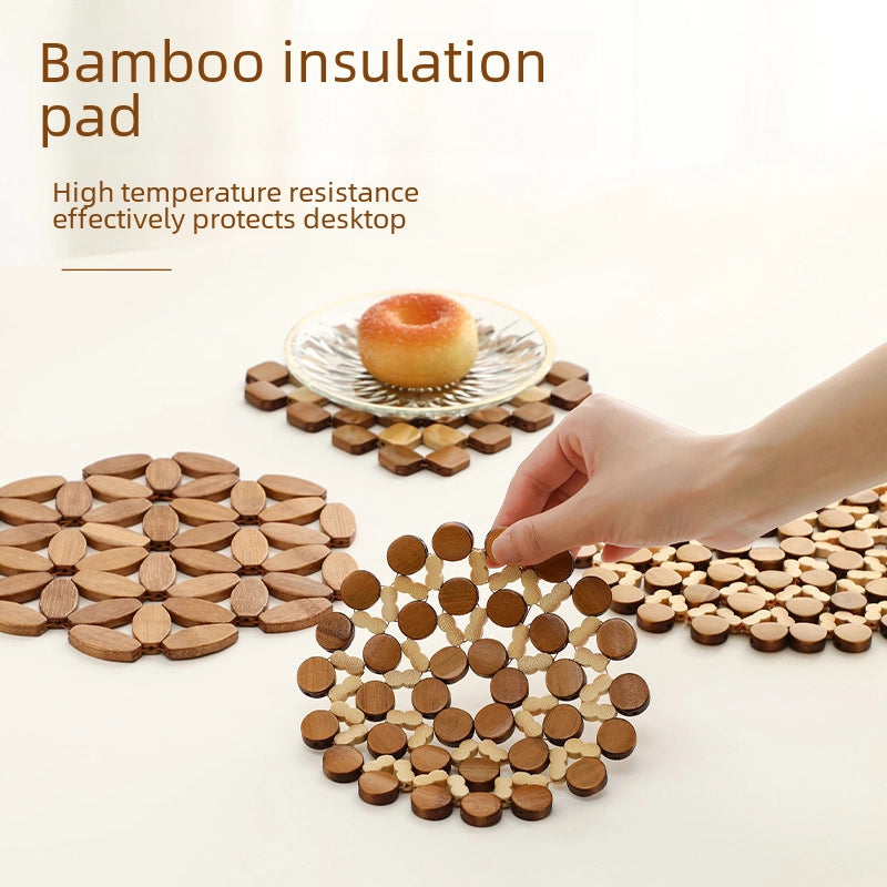Household Bamboo Anti-scald Heat Insulation Mat Sand Pot Mat Dining Table Mat Bowl Mat Plate Mat Square Round Bowl Mat