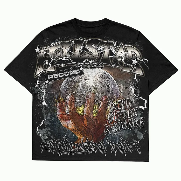 Vintage Worldwide Dept Hellstar Graphic 100% Cotton Short Sleeve T-Shirt