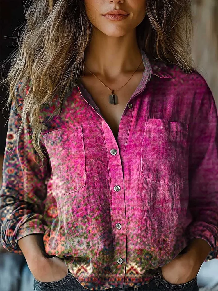 Women's Graphic Art Print Casual Long Sleeve Comfortable Cotton Shirt
