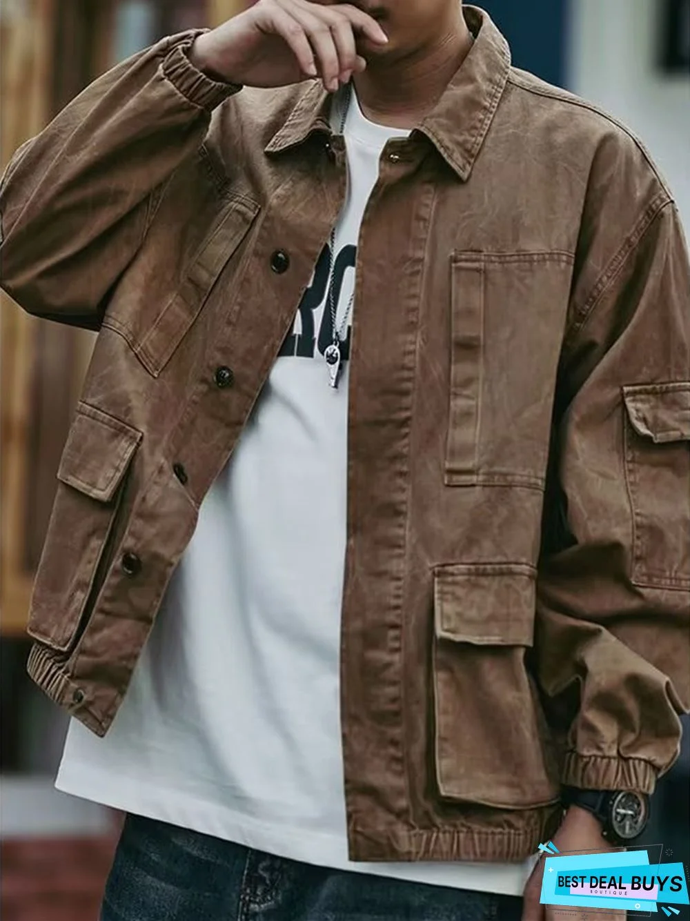 Retro Casual Loose Solid Color Jacket