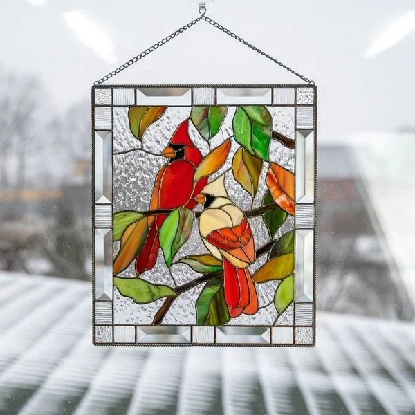 🔥LAST DAY 75% OFF 🎉Cardinal Stained Glass Window Panel🦜🦜