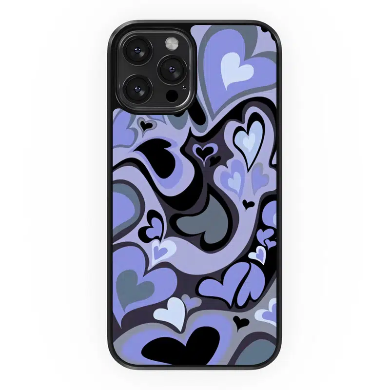Swirl Love Heart Case For IPhone 11/12/13/14-Black Border