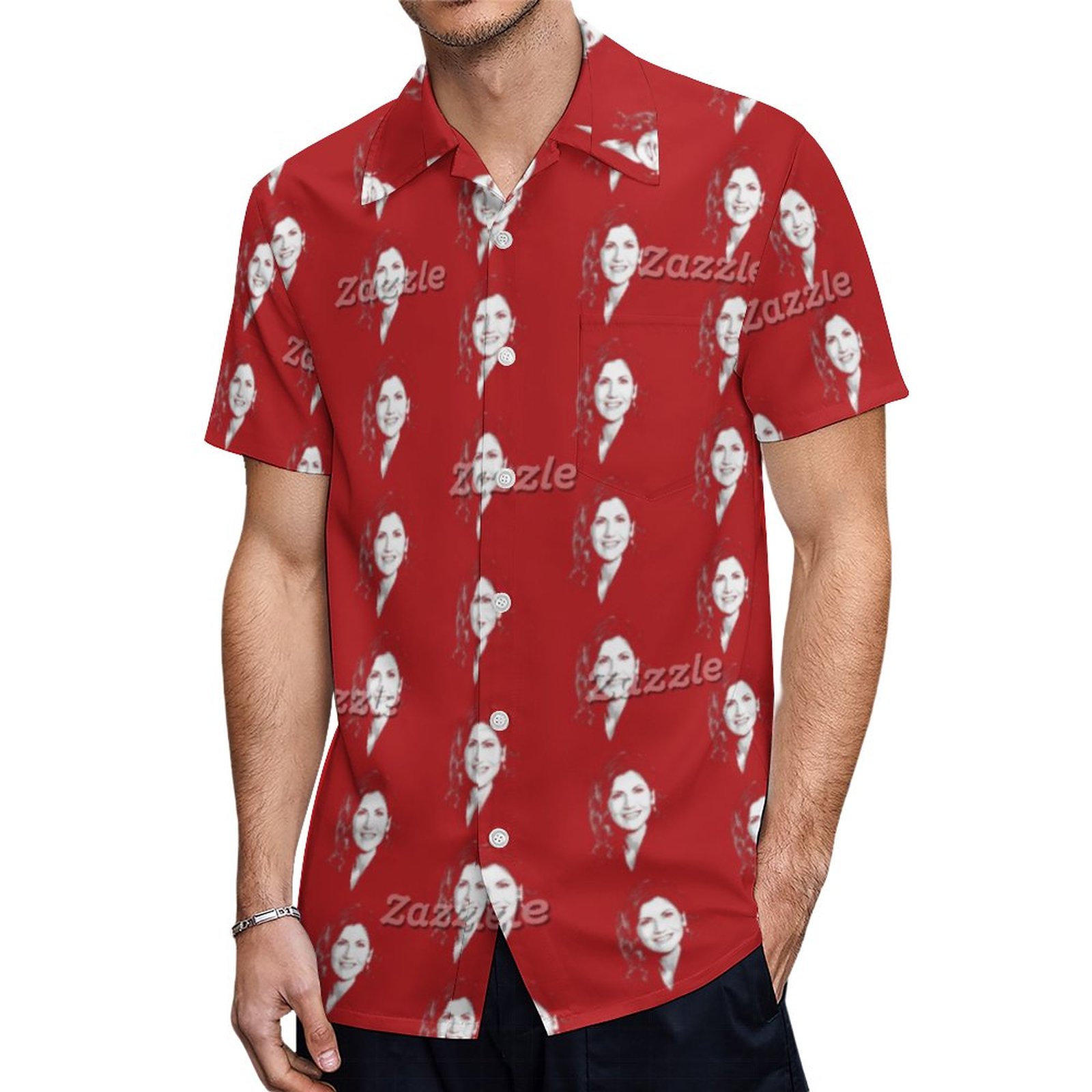 Kristi Noem Screened Portrait Hawaiian Shirt Mens Button Down Plus Size Tropical Hawaii Beach Shirts