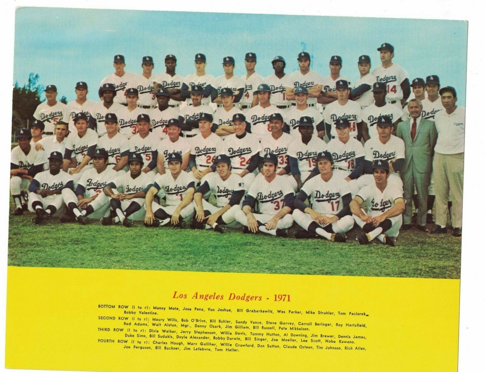 1971 Los Angeles Dodgers 8x10 Baseball Team Issue Photo Poster painting CH98