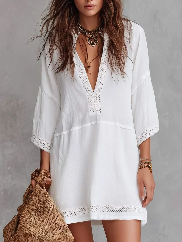 Women's Bohemian Vintage Cutout Casual Dress