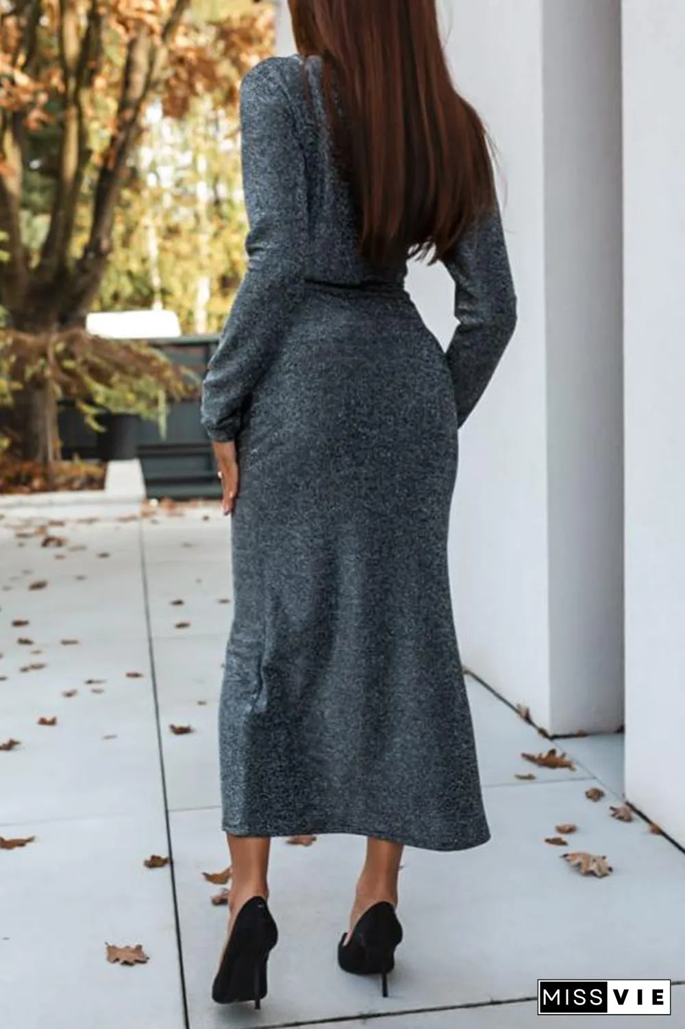 Sexy Solid Split Joint V Neck Irregular Dress Dresses(3 Colors)