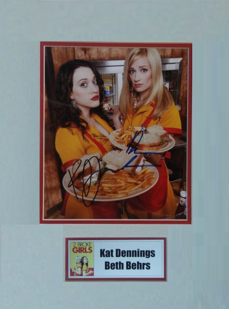 2 BROKE GIRLS CAST signed Photo Poster painting Beth Behrs, Kat Dennings 11x 14 wcoa