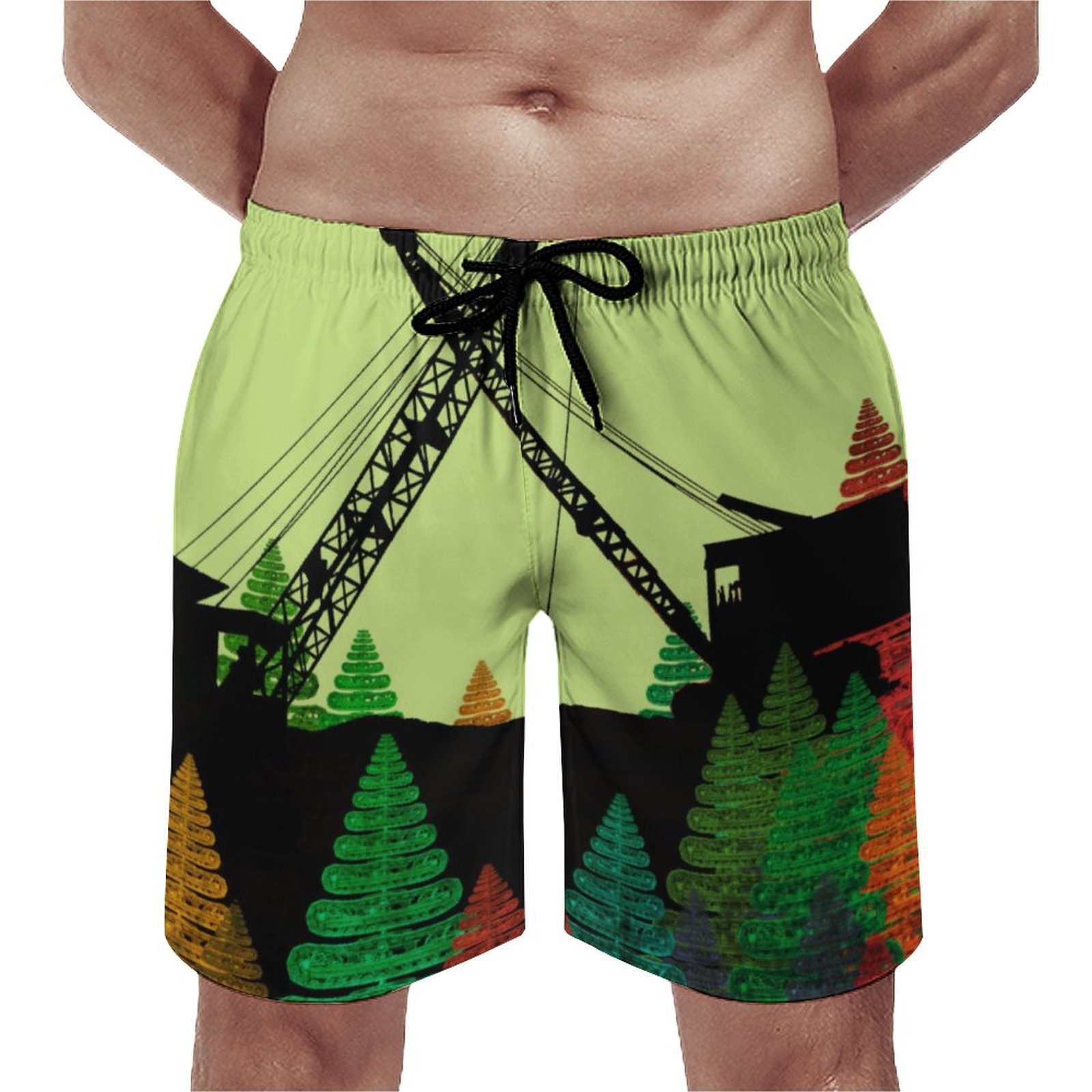 Crane Operator Fantasy Art Crawler Crane Northwest | Mens Swim Trunks Quick Dry Swim Shorts With Mesh Lining | Tall Beachwear | Dissolving Swimsuits | Mens Wedding Guest Attire | Vacation Resort