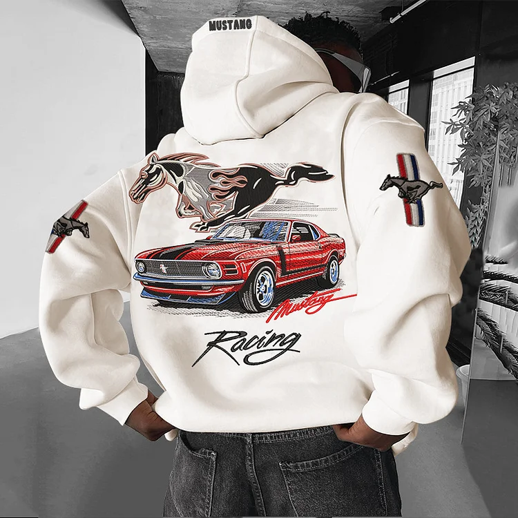 Street Sports Racing Print Hoodie Vintage Oversized Hoodie at Hiphopee