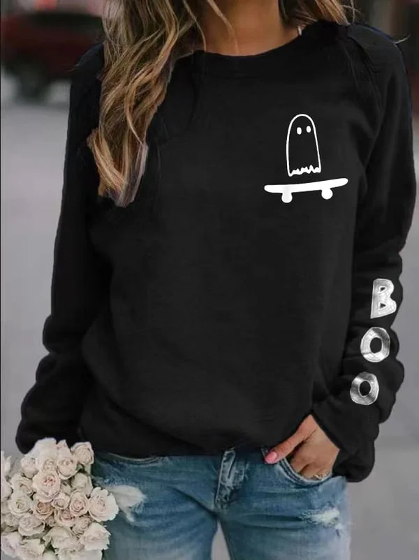 Women's Ghost Crew Neck Print Sweatshirt