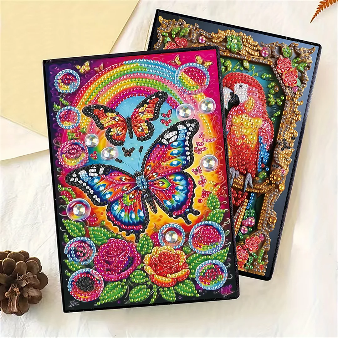2pcs Bird Partial DIY 50 Pages A5 Diamond Painting Notebook for Study Drawing