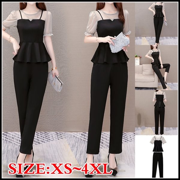 Summer New Sets For Women Fashion Casual Two-Piece Set Female Short Sleeve Trousers Suit Spring Office Lady Outfits Uniform - Shop Trendy Women's Fashion | TeeYours