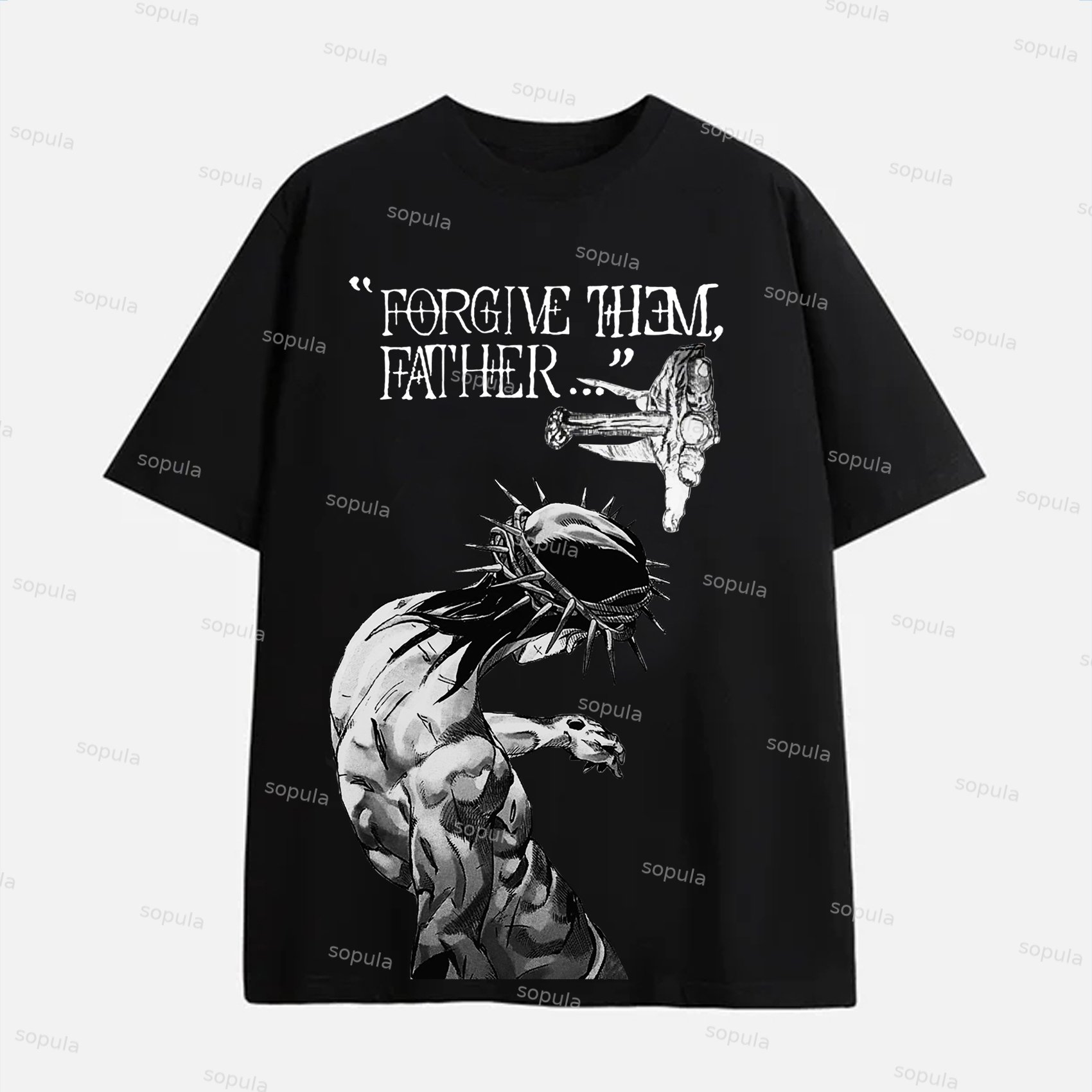 Sopula Casual Forgive Them Father Graphics Print Short Sleeve Cotton T-Shirt - SOPULA