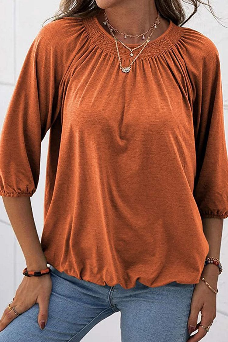 Fashion Casual Solid Split Joint O Neck T-Shirts - Life is Beautiful for You - SheChoic
