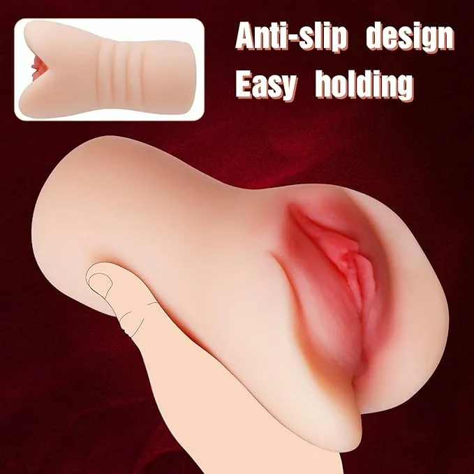 2 IN 1 Dual Pocket Pussies, Male Masturbator Realistic Textured Male Sex Toys