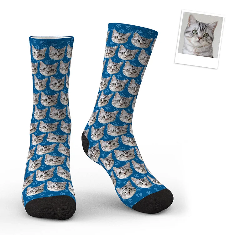 3D Preview Custom Face Socks Cat