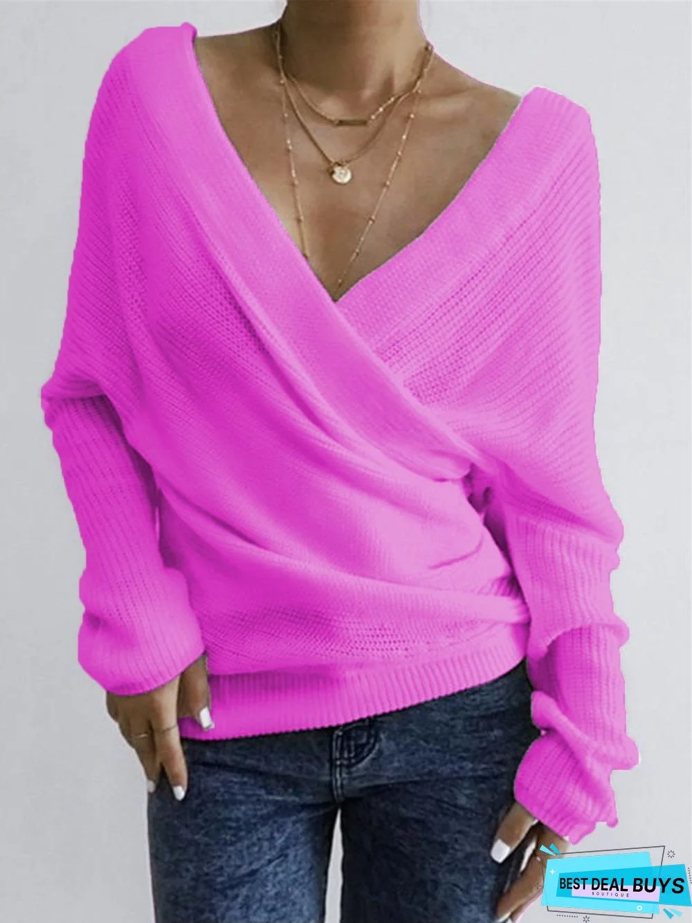 Women Casual Tops Tunic V Neck Sweater