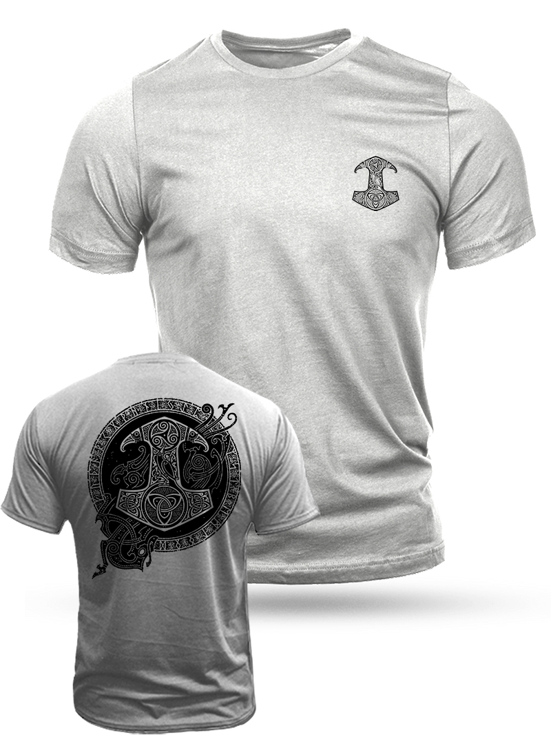 Men's Viking Thor's Hammer Print Casual Short Sleeve T-shirt