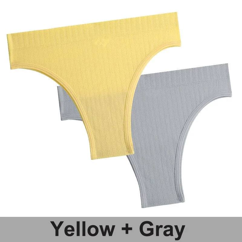 2PCS/Set Women Panties Seamless Underwear Female Lingerie Solid Color Sexy Brazillian Panties Woman's Underpants Intimate Pantys