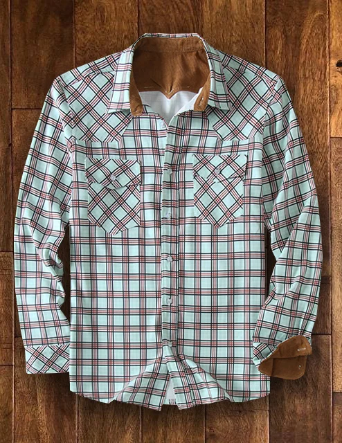 Men's High Quality Plaid Shirt Cardigan Lapel Long Sleeve Plaid Shirt Jacket