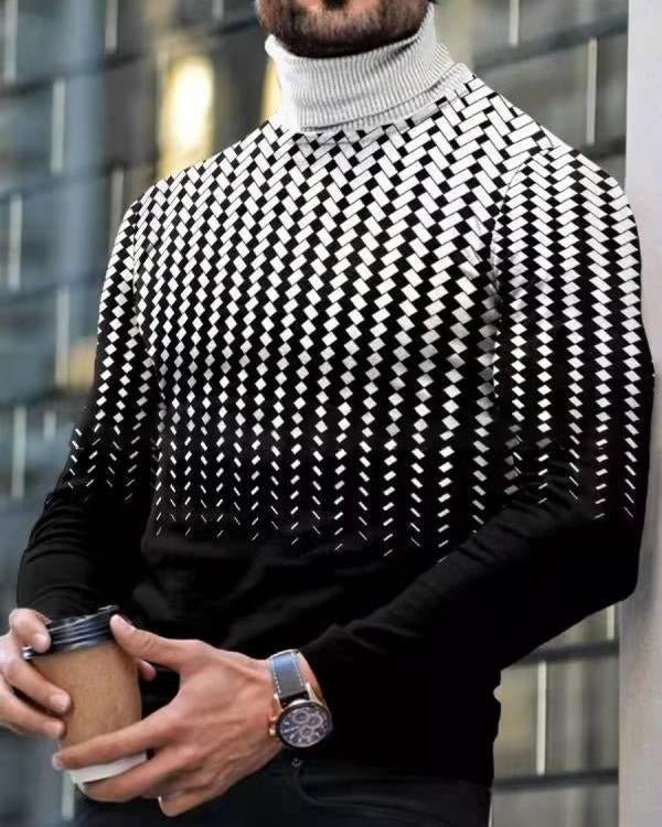 Long-sleeved printed turtleneck Top
