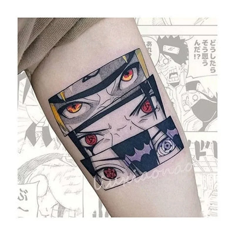 Shinobi Shanringan Curse Seal Sasuke Itachi Kaleidoscope Penn Waterproof Lasting Temporary Fake Tattoo Sticker