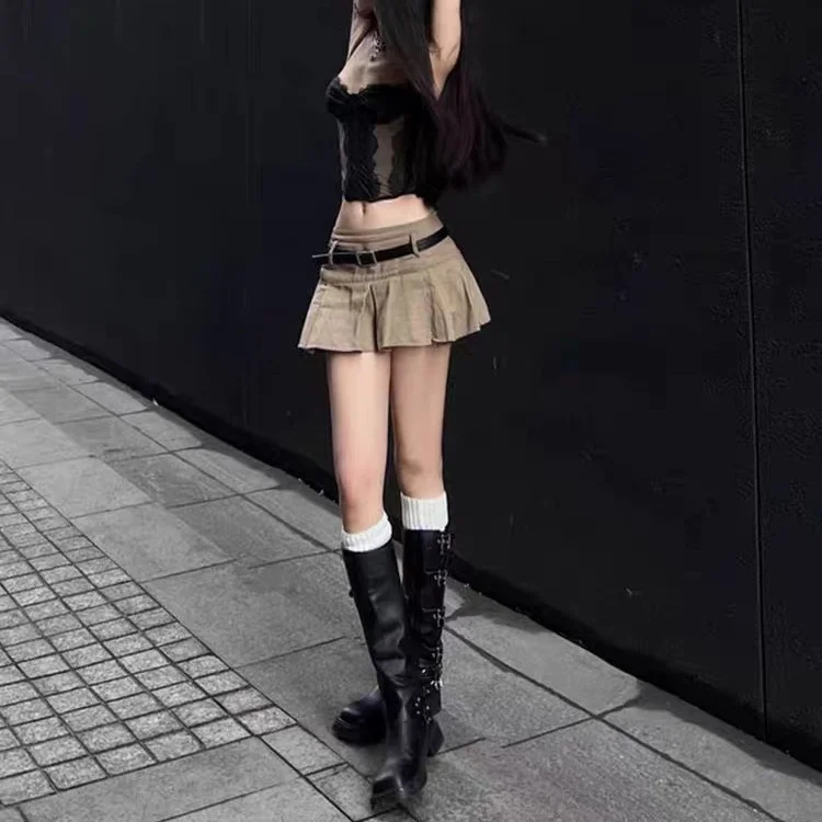 Breakj Breakj West Cowboy Boots But Knee Boots Metal Belt Buckle Thick And Thick Bottom High-Sleeve Rider Boots Single Boots