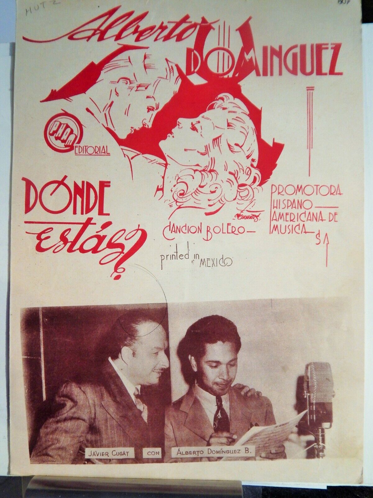 SHEET MUSIC 1942 DONDE ESTAS