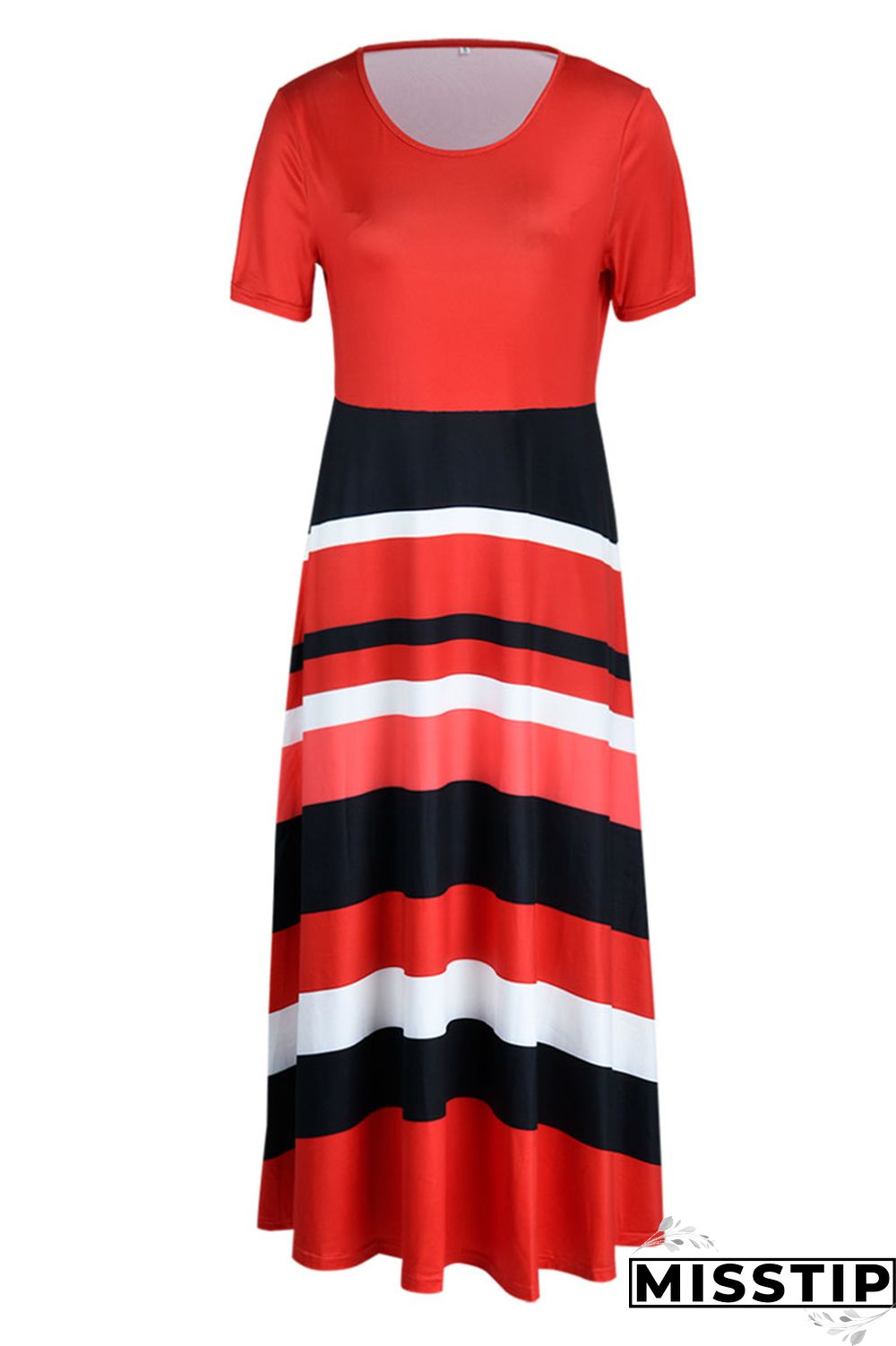 Red Casual Elegant Striped Print Patchwork O Neck A Line Dresses