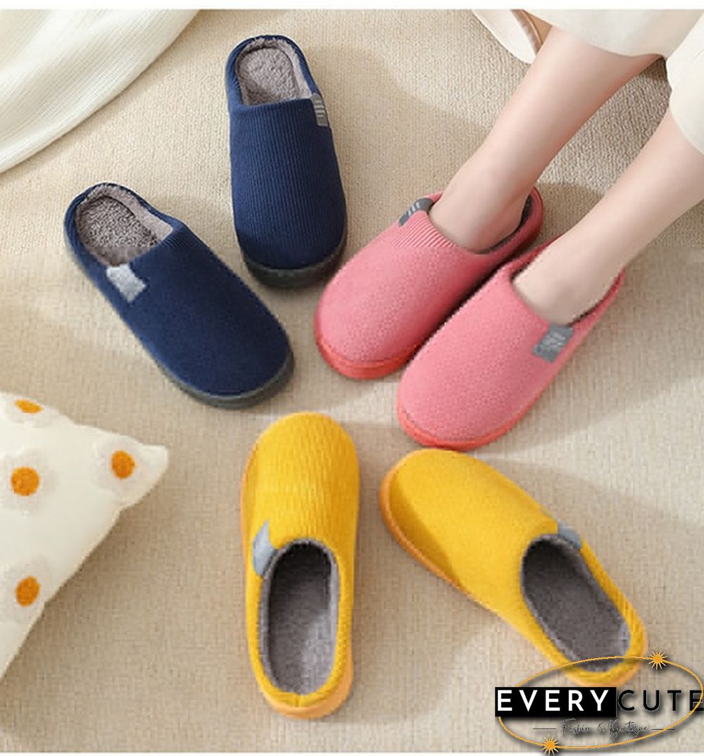 Winter Warm Cotton Slippers Women Men Home Shoes Simple Non-Slip Indoor Slides Corduroy Couple Slipper Female Shoes