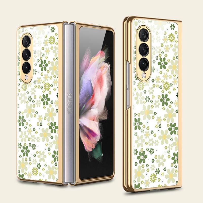 Marble Little Flowers Series Protective Case for Samsung Galaxy Z Fold 3 5G