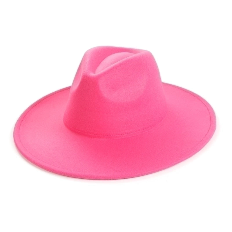 Unisex Elegant Solid Color Big Eaves Fedora Hat