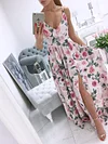 Floral-Print Spaghetti-Neck Split-Front Maxi Dress