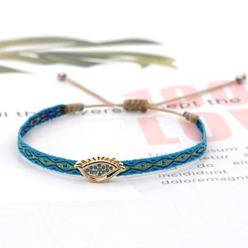 1 Piece Fashion Letter Devil’s Eye Copper Knitting Inlay Zircon Bracelets