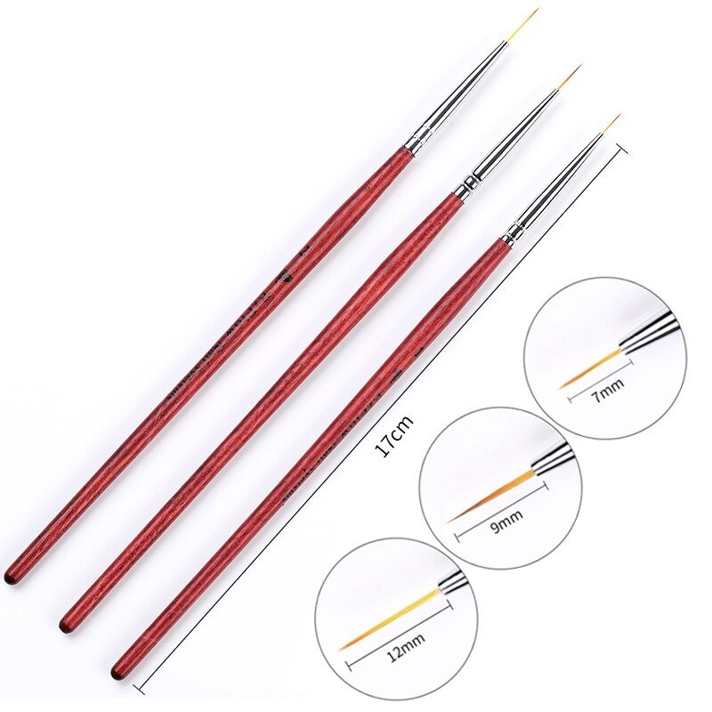 3Pcs Nail Art Liner Brush Set Acrylic French Stripe Ultra-thin Line Painting Drawing Liner Pen UV Gel Brushes Nail Manicure Tool
