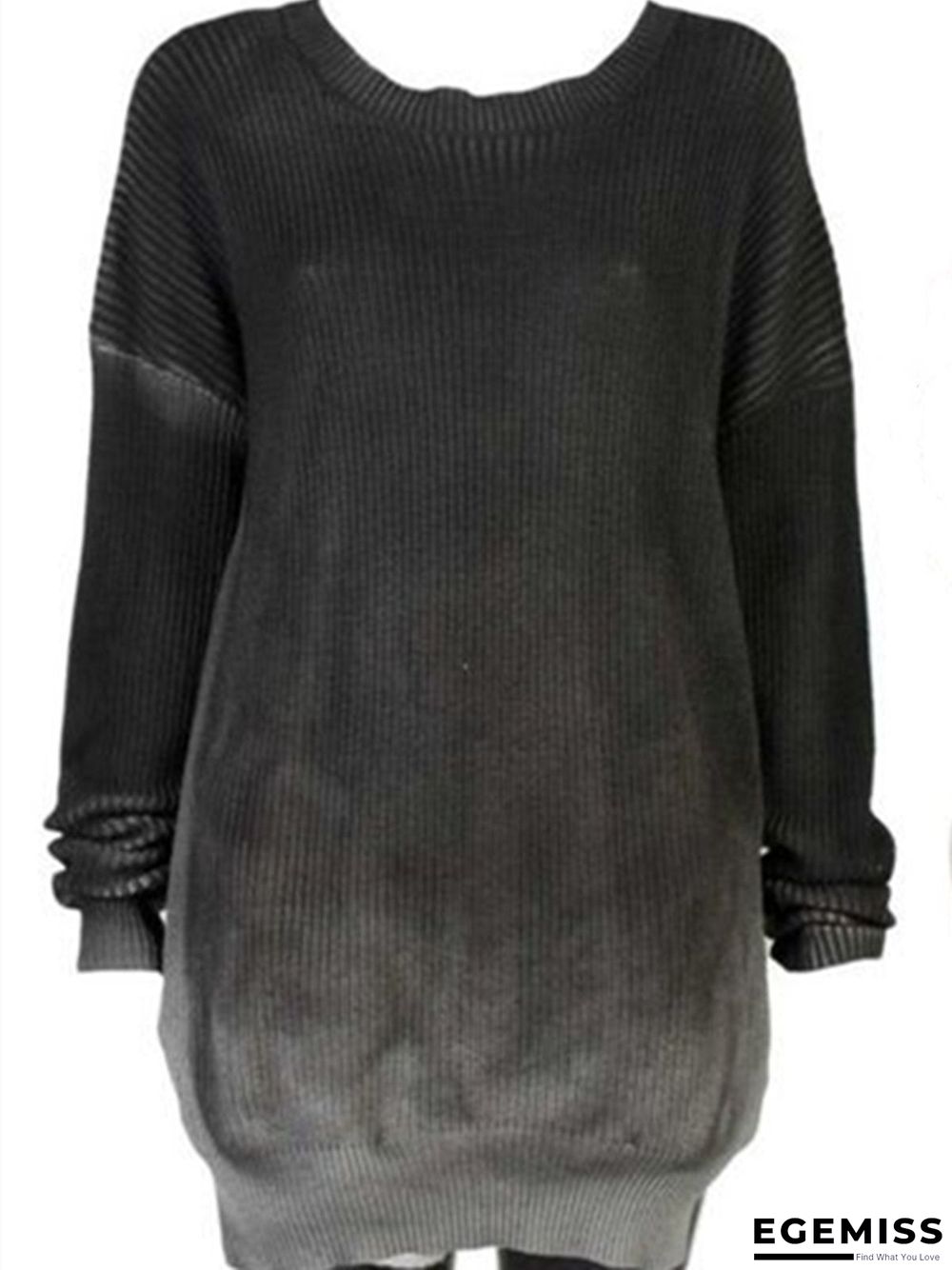 Black Ombre/tie-Dye Long Sleeve Sweater | EGEMISS