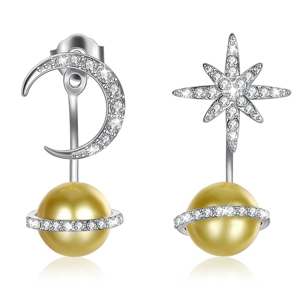 Crystal  Multi-Wearing Star Moon Pearl Pendant Stud Earrings