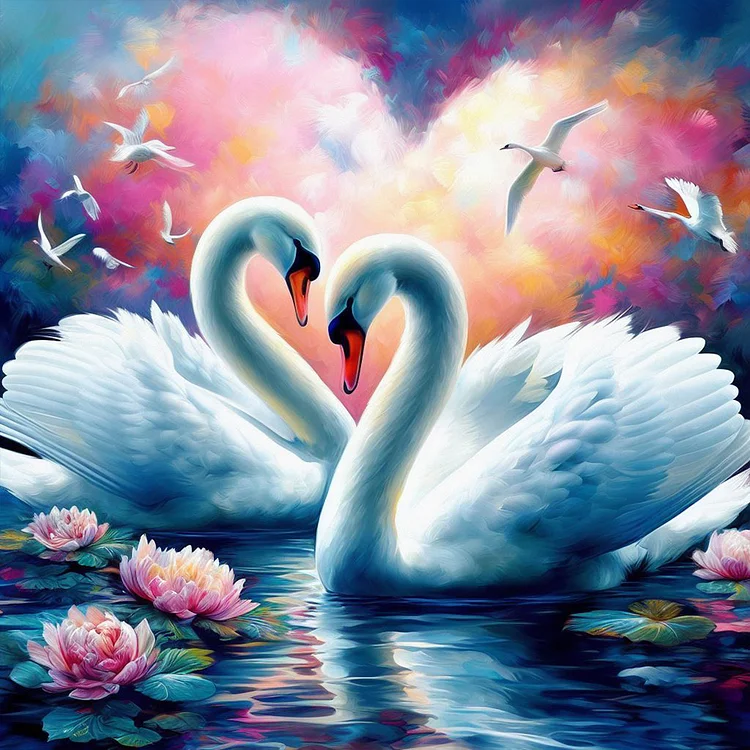 White Swan 40*40CM (Canvas) Full Round Drill Diamond Painting gbfke