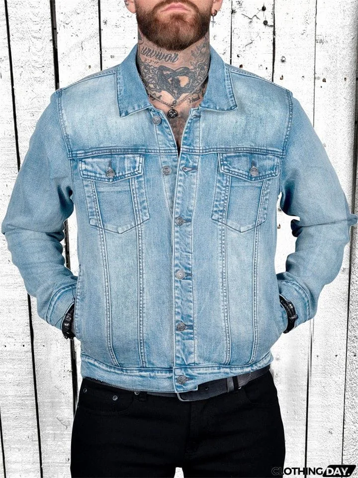 Stylish Crown Dinosaur Print Denim Jacket for Men