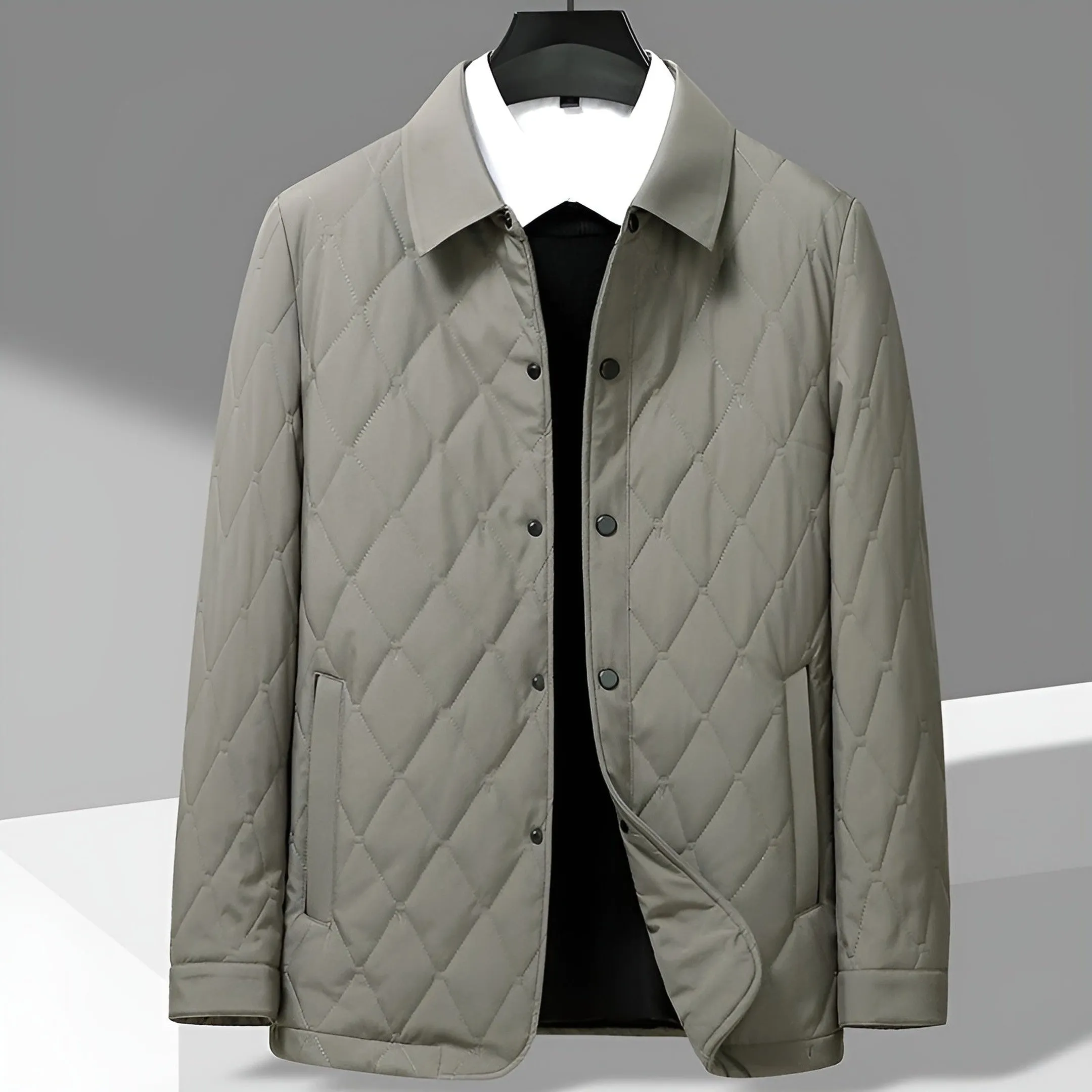 Men's Diamond Quilted Jacket &ndash; Lightweight Cotton-Lined Warmth