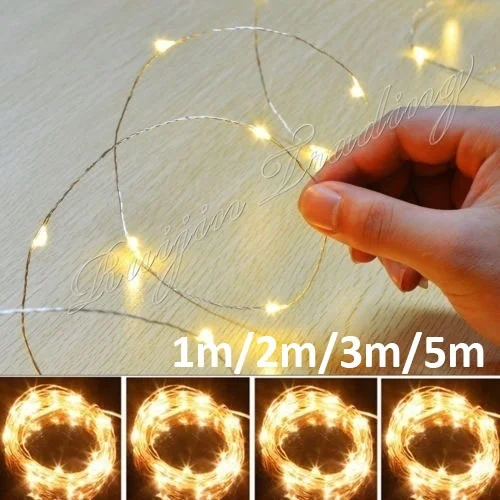 1pc LED Fairy Light String Light 1m 2m 3m 5m Silver Wire for Garland Christmas Decoration