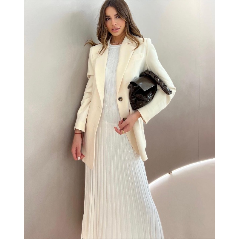 Ootddress Knitwear White Casual Long Dress For Women Sleeveless High Waist Slim Strapless Loose Dress Solid Basic Ladies Maxi Dress