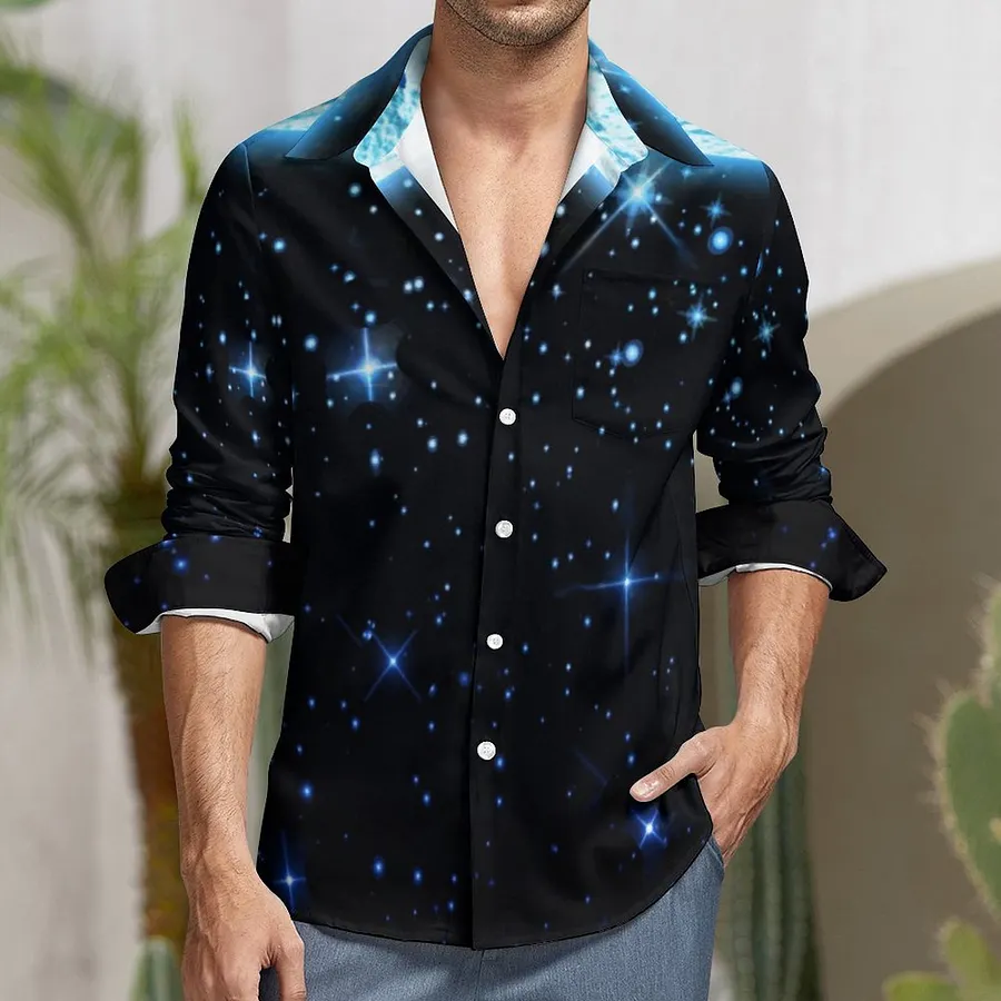 galaxy dress shirt Blue Brown Galaxy Space Button Up Shirt