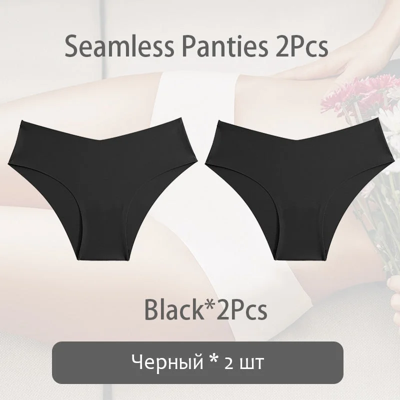 FINETOO 1/2Pcs Seamless Panties Women Sexy V Waist Briefs M-2XL Plus Size Underwear Comfortable Ladies Underpants Lingerie 2021