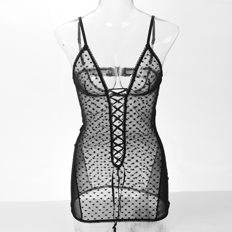 Deep V Lace See Through Bandage Teddy Lingerie One Piece