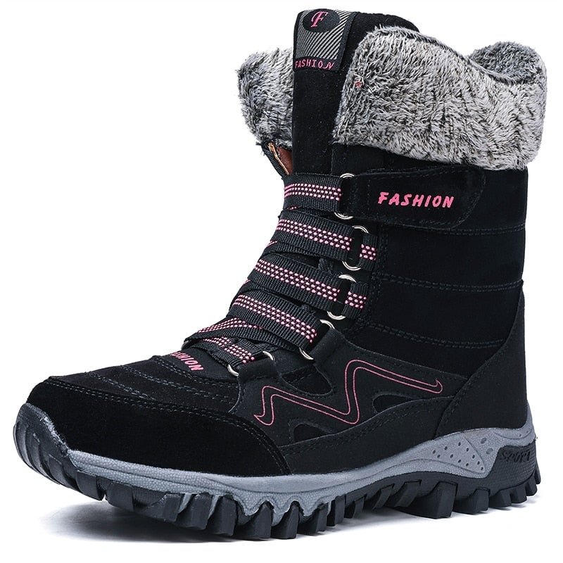 Nine o'clock Quality Women's Winter High Boots Outdoor Non-slip Mid-calf Sneakers Comfortable Warm Lined Shoes for Cold Weather