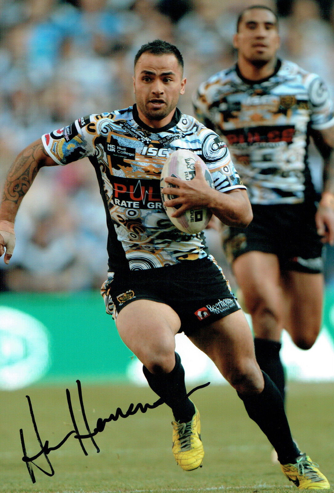 Aaron HEREMAIA New Zealand Rugby League Signed Autograph 12x8 Photo Poster painting AFTAL COA