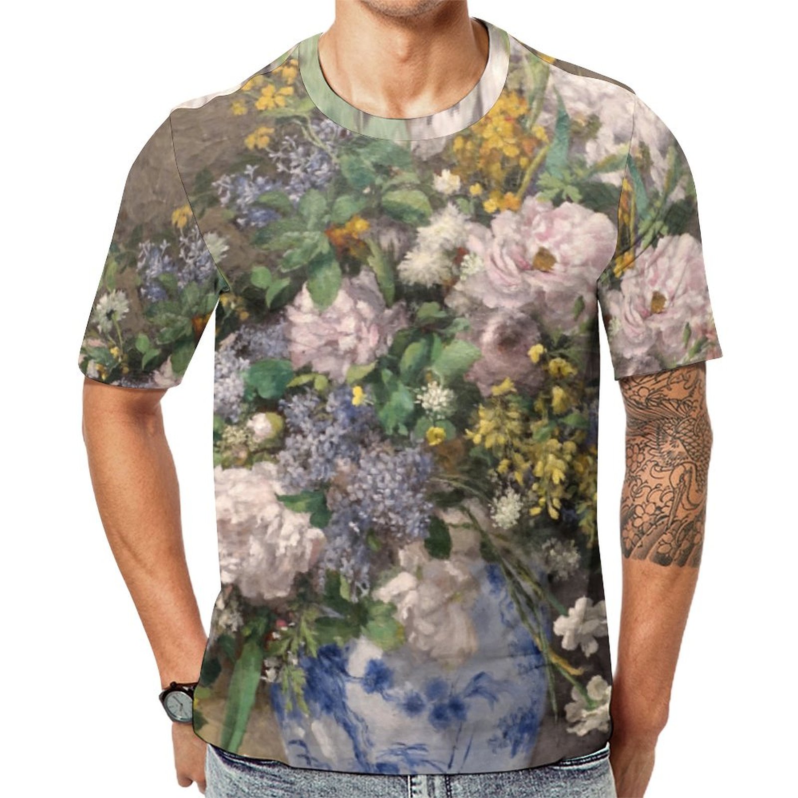 Pierre Auguste Renoir Spring Bouquet Short Sleeve Print Unisex Tshirt Summer Casual Tees for Men and Women Coolcoshirts