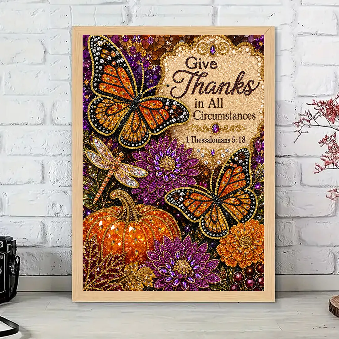 Butterfly Pumpkin Thanks Diamond Painting Kits for Adults Beginners 30x40cm